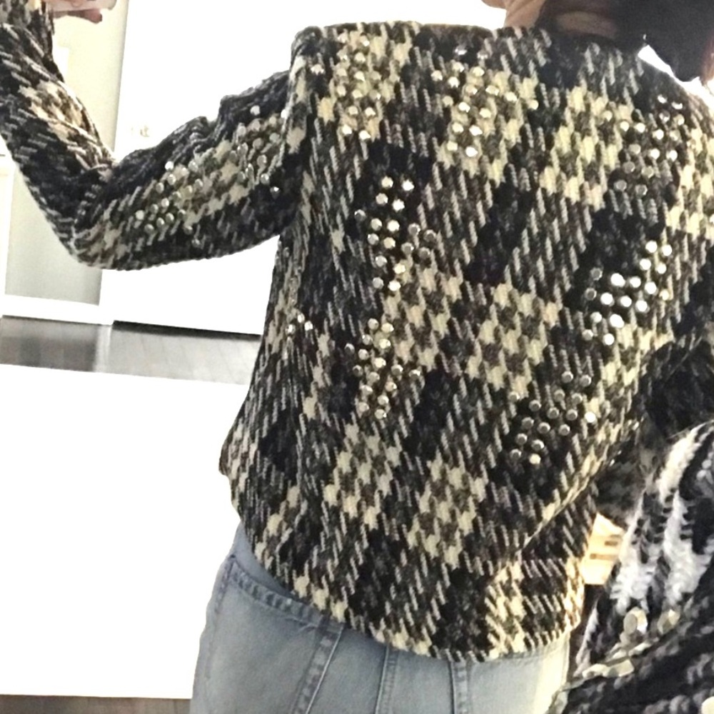 Gestuz x Intermix white black studded crop jacket - Picture 2 of 8
